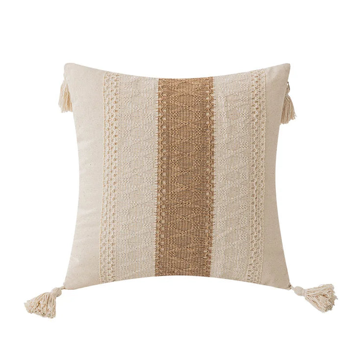 Boho Geometric Cotton and Linen Tassel Cushion Cover