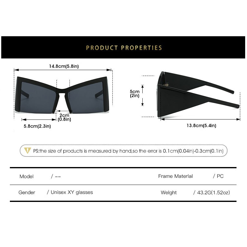 Irregular Semi-Rimless Sunglasses with UV400 Protection