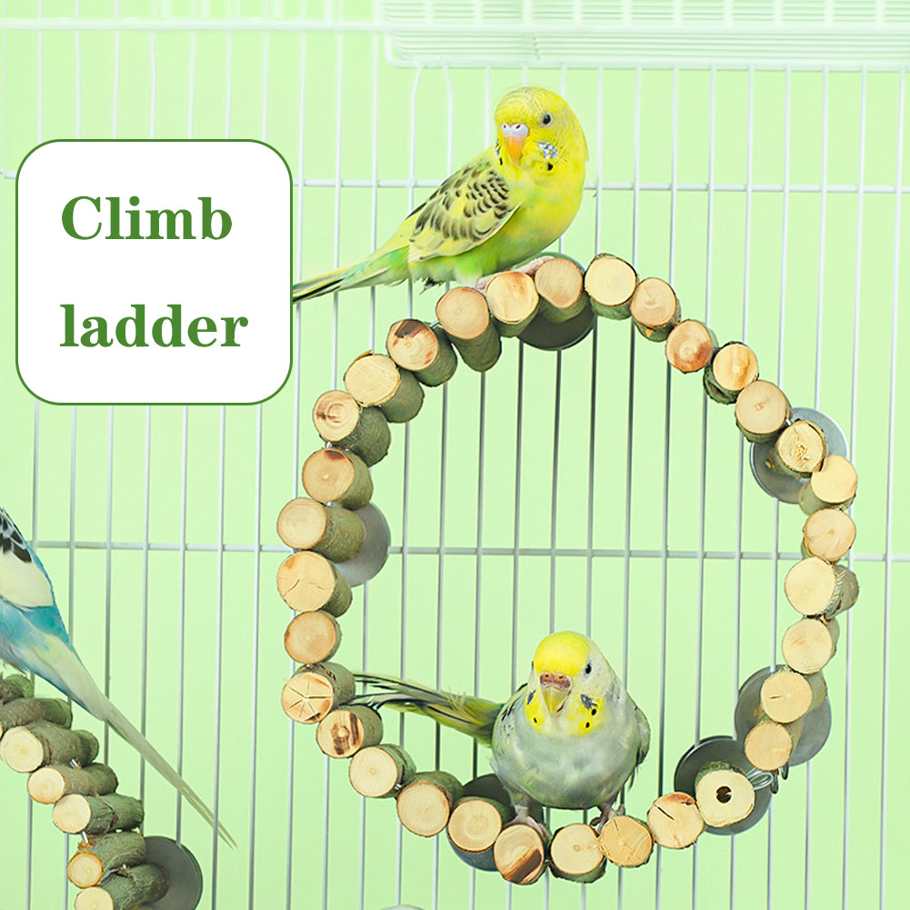 Adjustable Natural Wooden Parrot Climbing Ladder for Cage