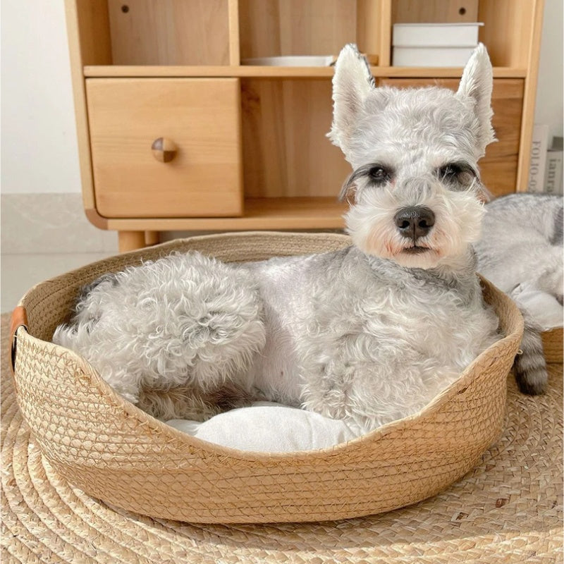 Handmade Bamboo Weaving Cat & Puppy Bed