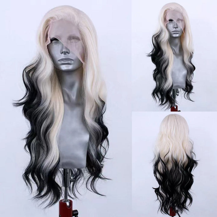 Light Gold Black Gradient Synthetic High Temperature Silk Role-playing Hair