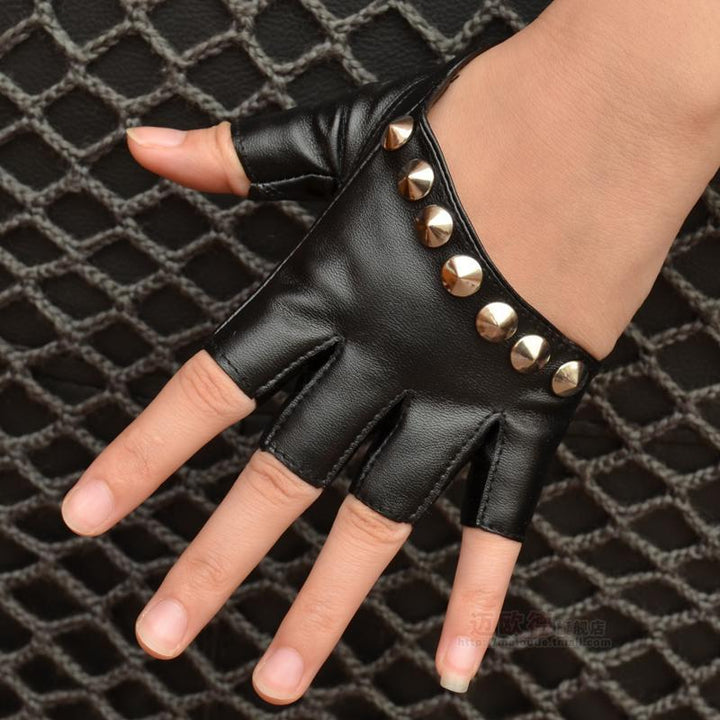 Punk Street Dance Studded Half Finger And Half Palm Performance