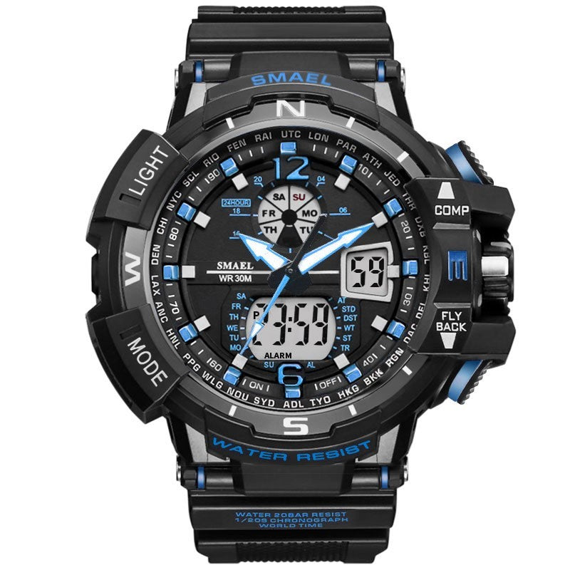 Dual display waterproof multi-function watch