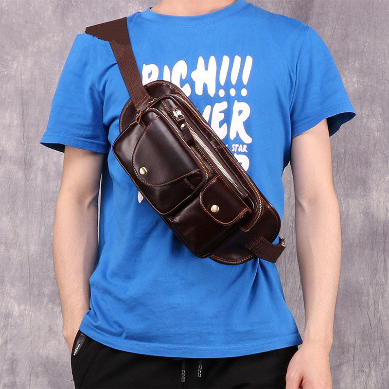 Outdoor Leisure Leather Retro Fashion Multifunctional Waist Chest Bag