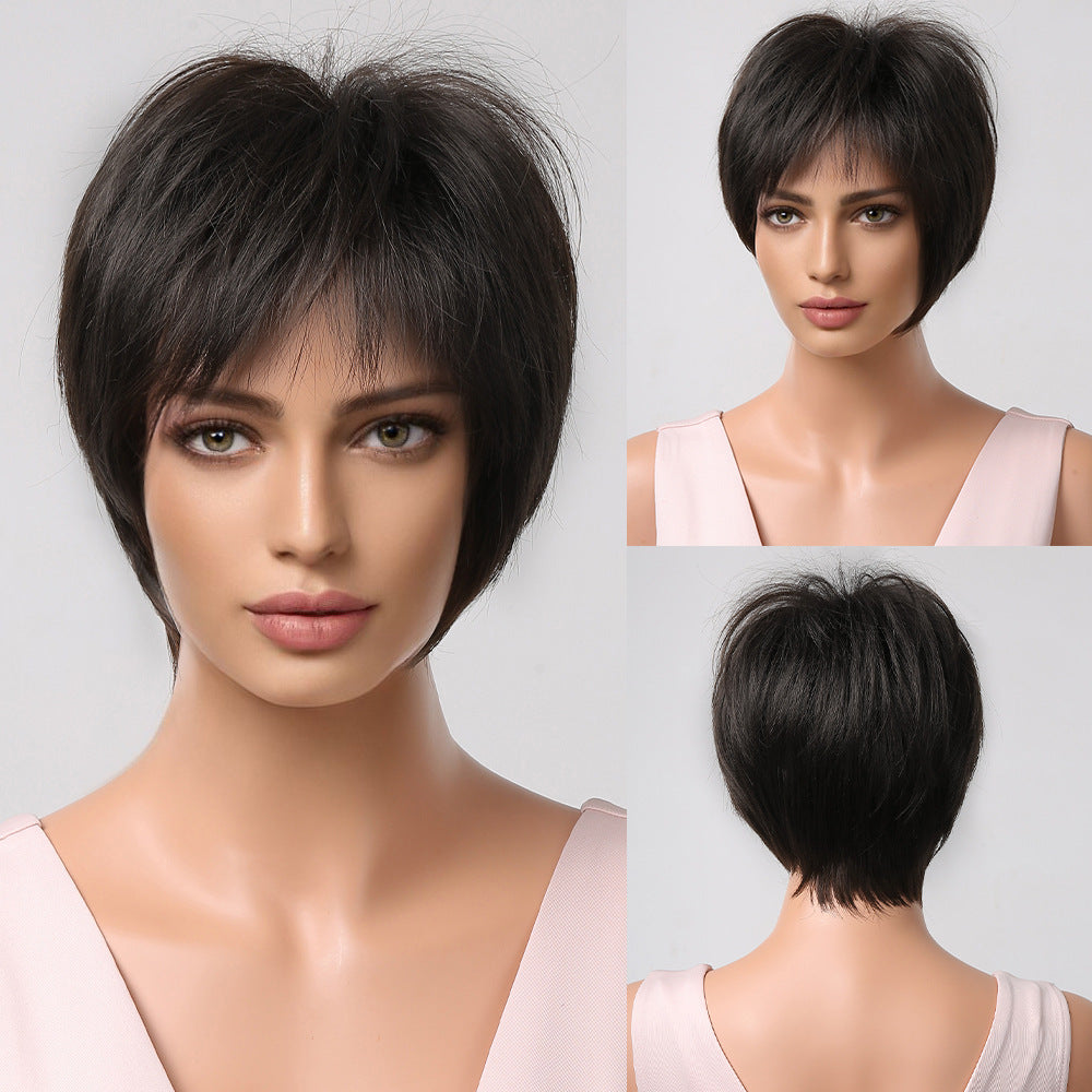 Wig Women's Short Hair Natural Full-head Wig Style