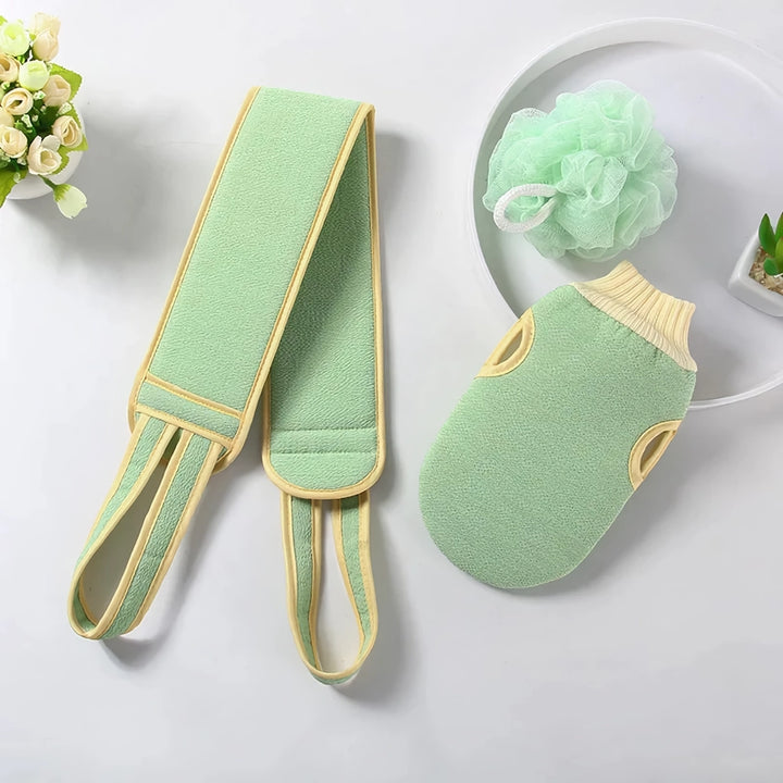 3-Piece Exfoliating Bath Set with Gloves, Brush, and Scrubber