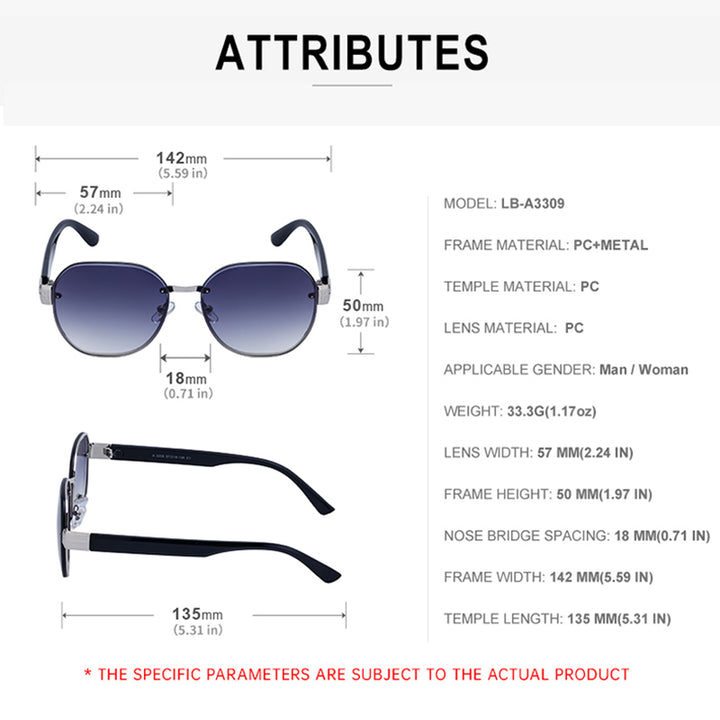 Trendsetting Oversized Rimless Round Sunglasses