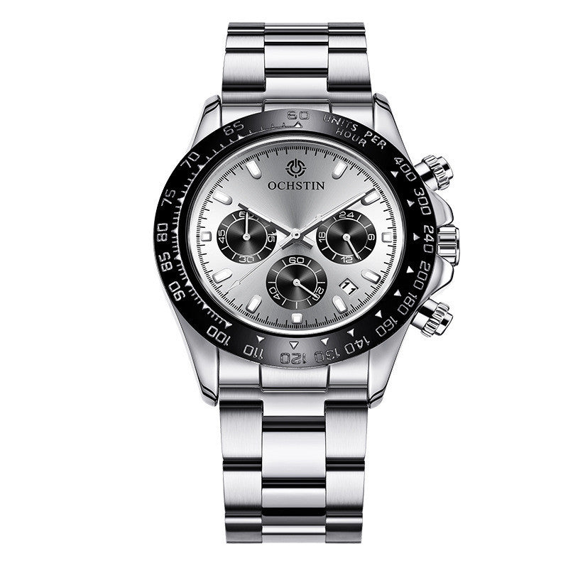 Stainless Steel Waterproof Watch Multi-function Timing Running Second