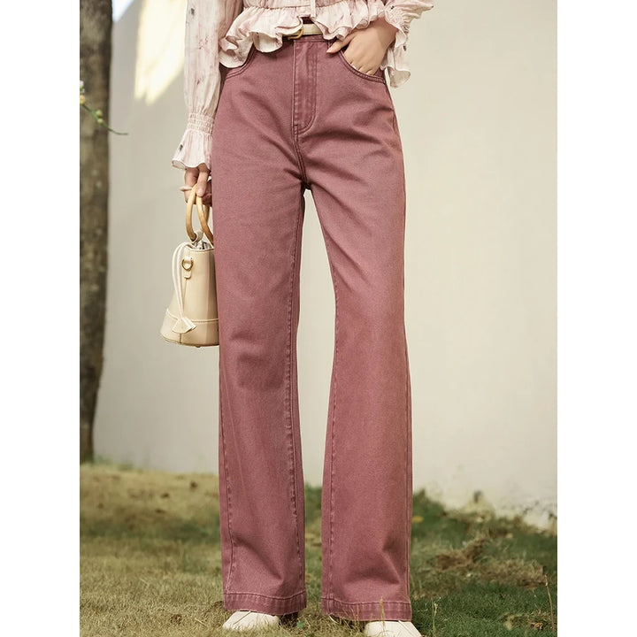 High Waist Wide-Leg Cotton Jeans for Women