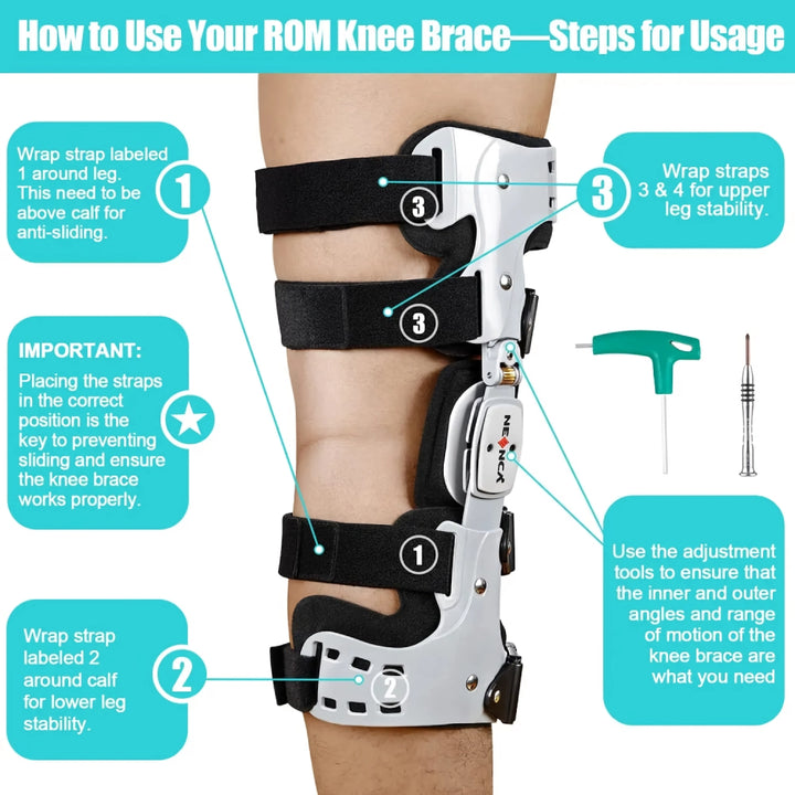 Adjustable ROM Knee Brace Hinged Stabilizer