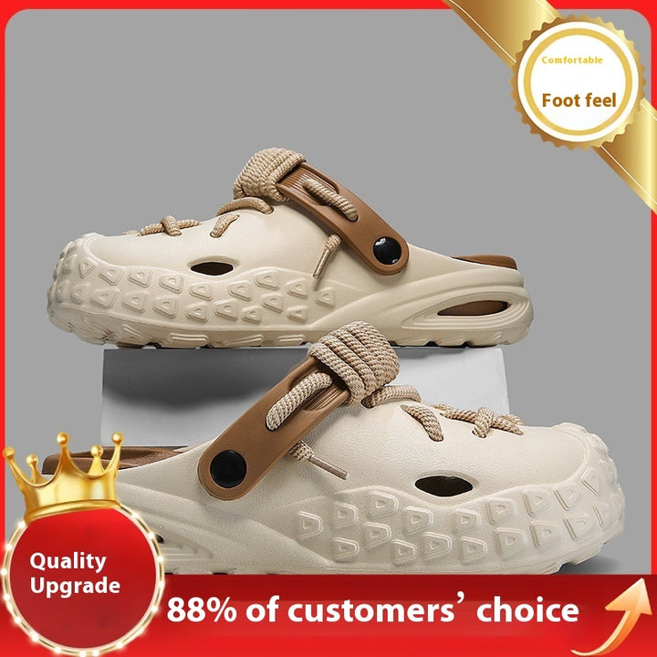 Hole Shoes Men's Summer Outdoor Closed Toe Poop Feeling Couple Half Slippers Beach Sandals