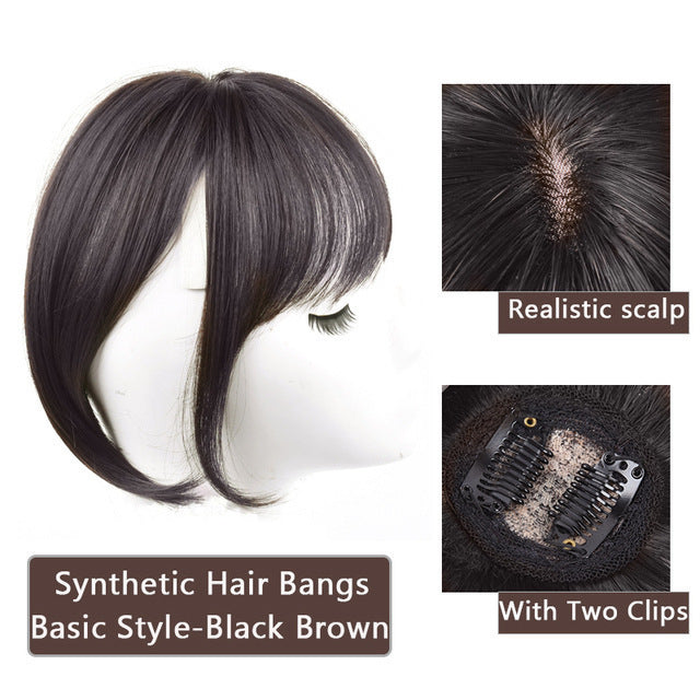 3d Bangs Straight Replacement Hair Covering Hairline Wig Set High-temperature Fiber