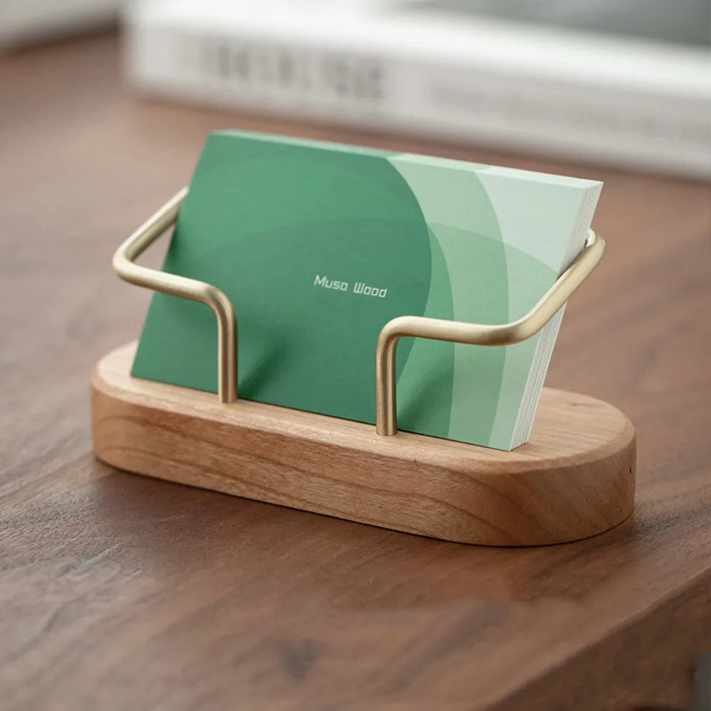 Elegant Wooden Business Card Holder for Office and Home