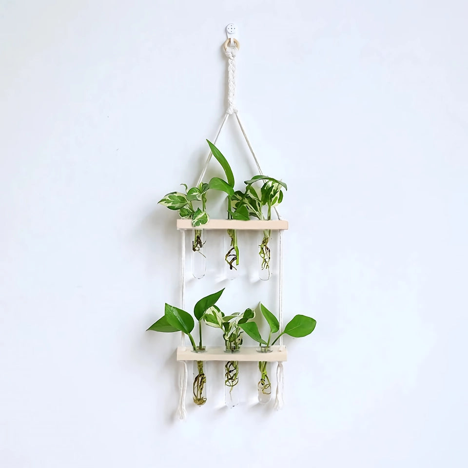 Elegant Wooden Hydroponic Wall Vase