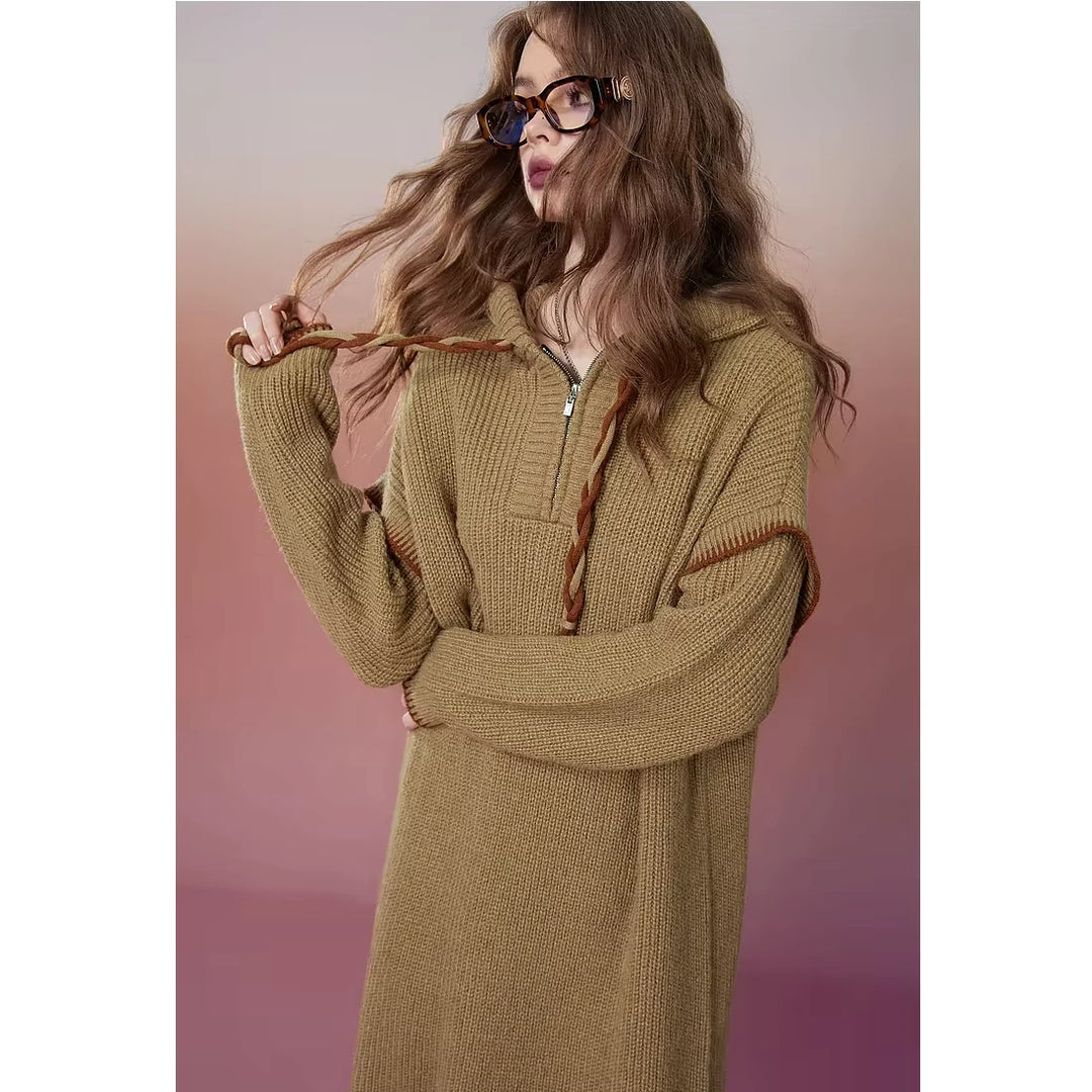 Elegant Autumn Plus Size Hoodie Knitted Dresses for Women