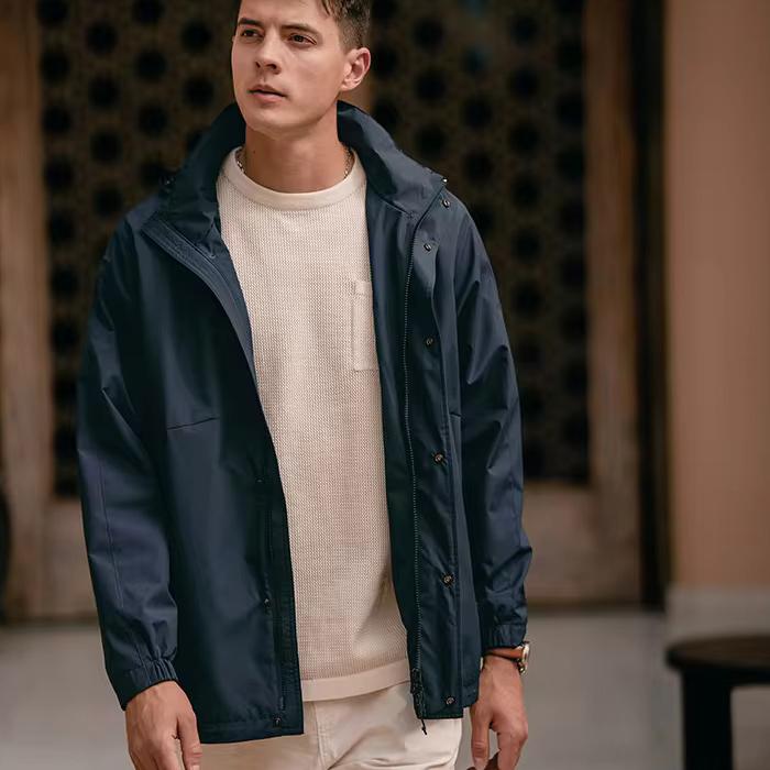 Men's Oversize Soft Shell Windbreaker Jacket with Detachable Hood