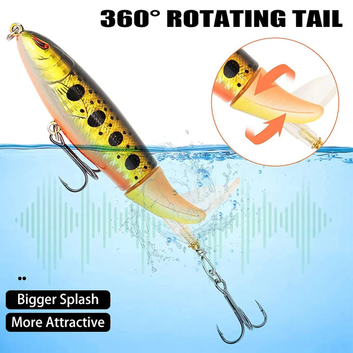 6Pcs Topwater Fishing Lures with Rotating Tail