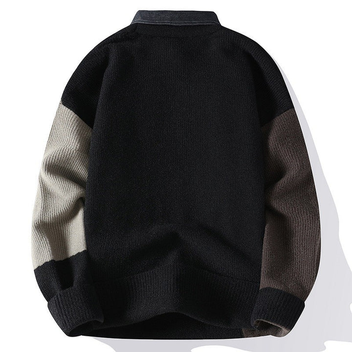 Men's False Two Pieces Sweater Base Knitting Thickened