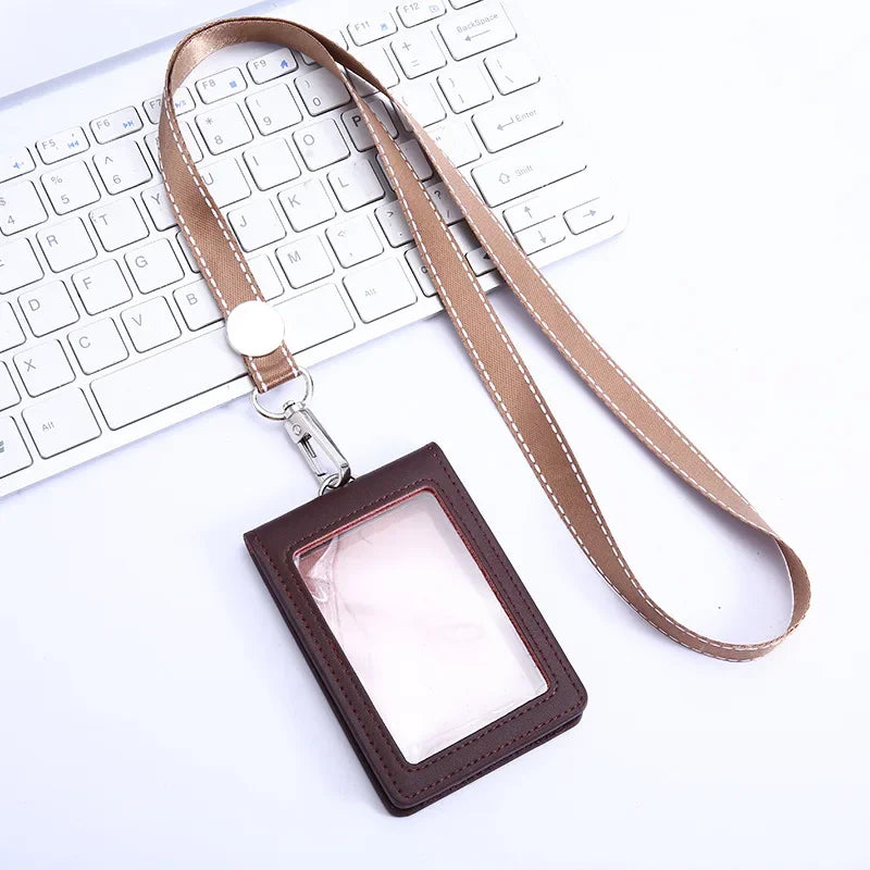 Leather ID Holder with Neck Strap