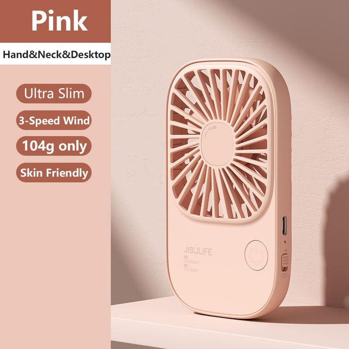 Mini Handheld USB Rechargeable Fan with 3 Speeds, Portable Lash Fan & Desk Stand