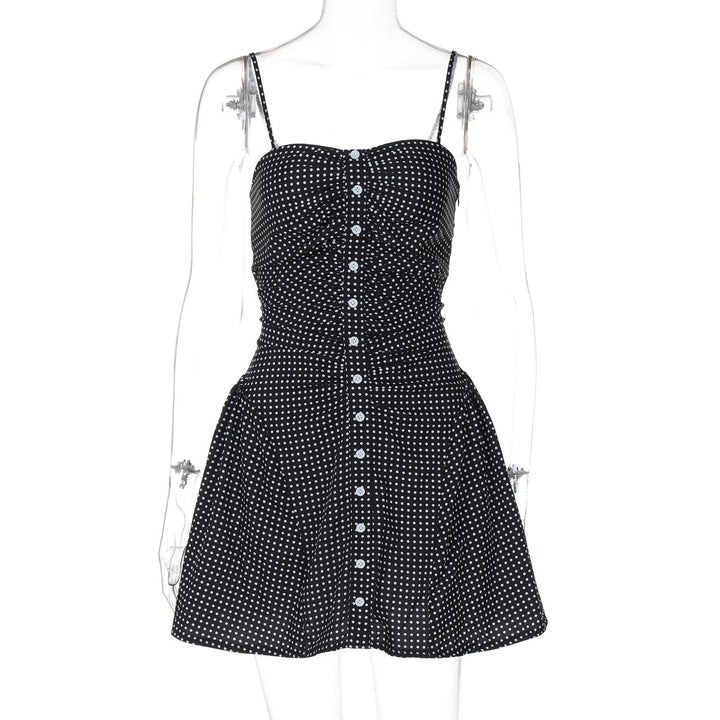 Summer New Polka Dot Print Tube Top Off-neck Strap Backless Dress