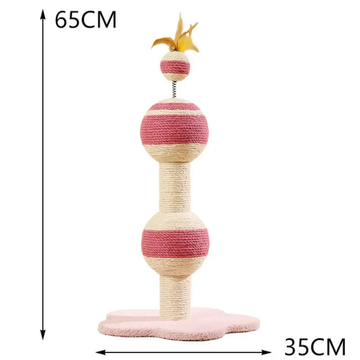 Sisal Cat Scratcher Climbing Frame with Feather and Spring Toy