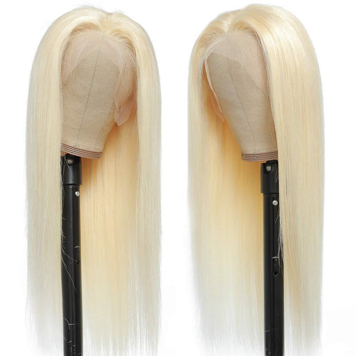 Light Golden Long Straight Hair Chemical Fiber Lace Headgear