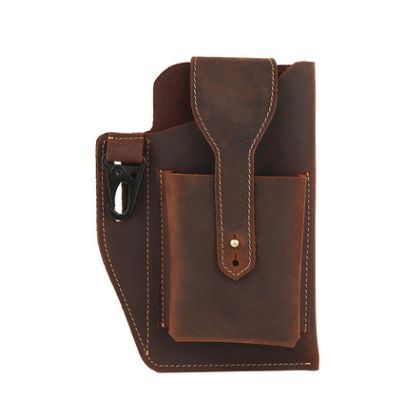 Leather Phone Bag Men's Leather Belt Pockets