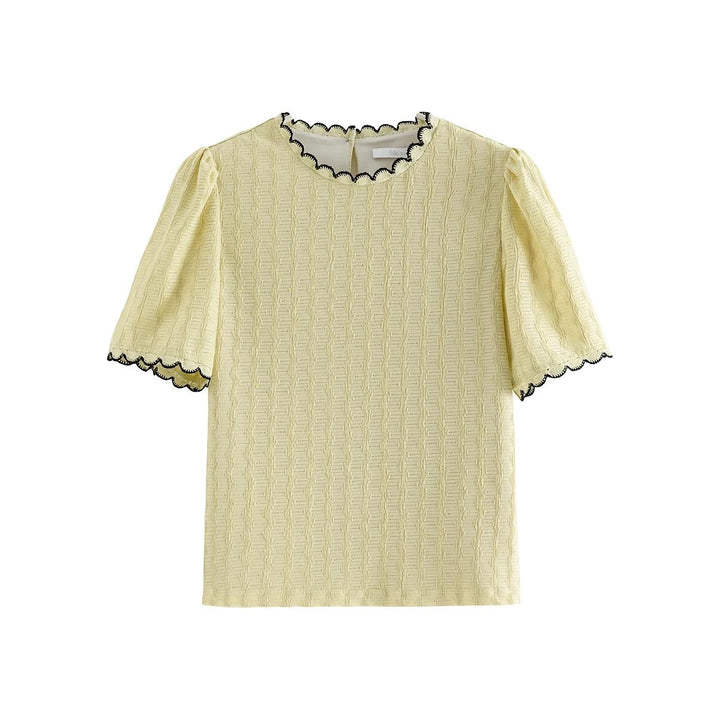 Summer Chic Lace Neckline Knitted Top