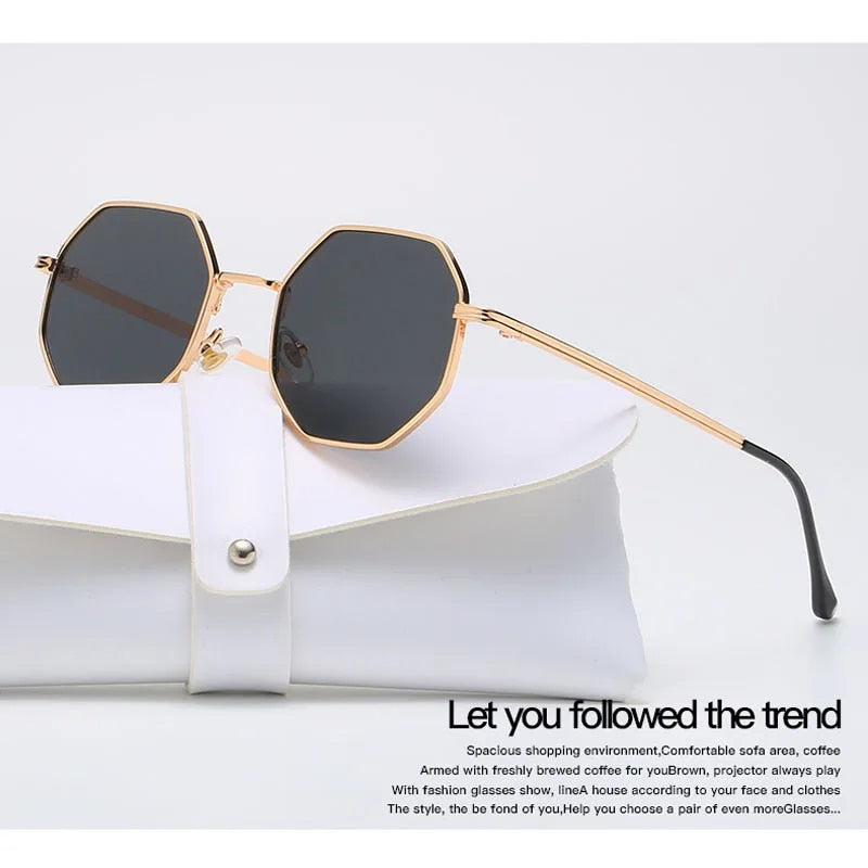 2023 Fashion Polygonal Metal Sunglasses for Women