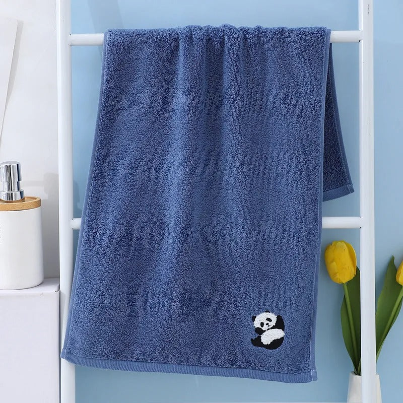 Panda Embroidered Cotton Face Towel - Absorbent and Soft Bathroom Towel