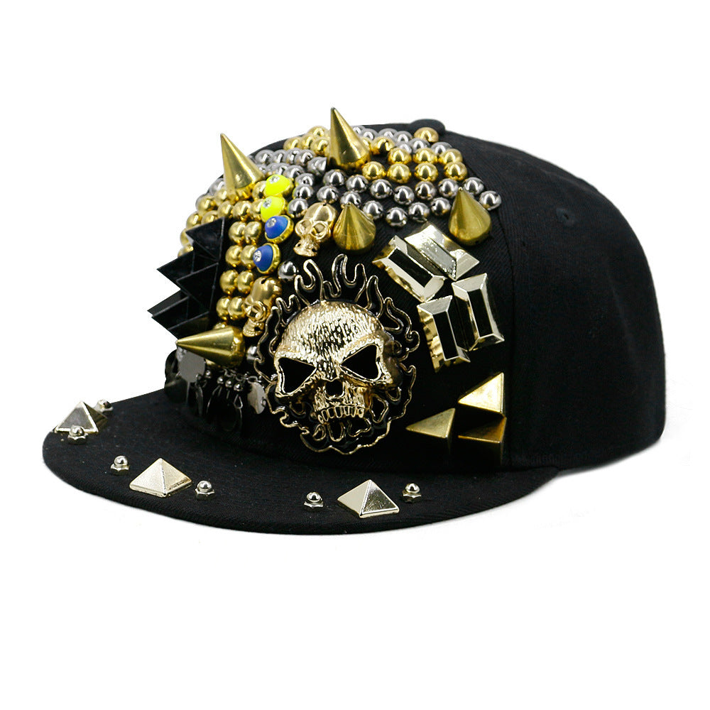 Flame Big Ghost Head Flat-brimmed Cap Rivet Baseball Cap