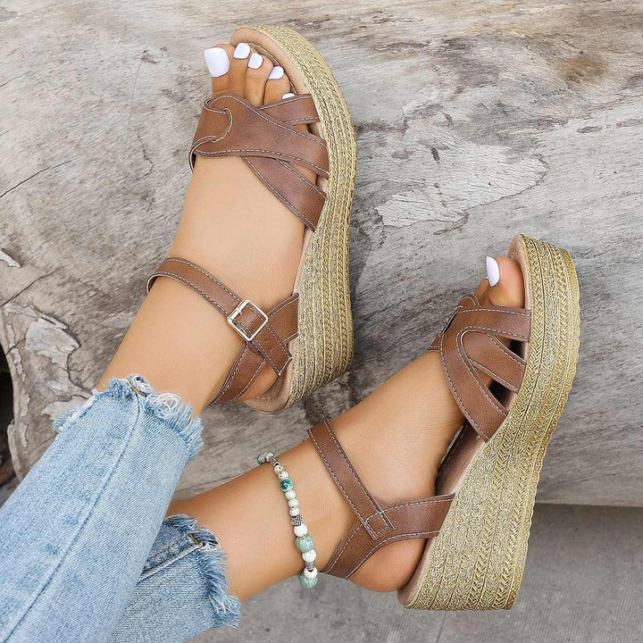 Women's Cross Strap Wedge Sandals