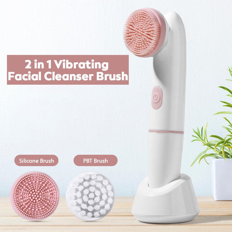 2-in-1 Waterproof Electric Face Cleansing Brush and Massager