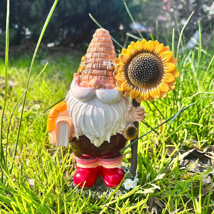 Adorable Sunflower Gnome Resin Statue