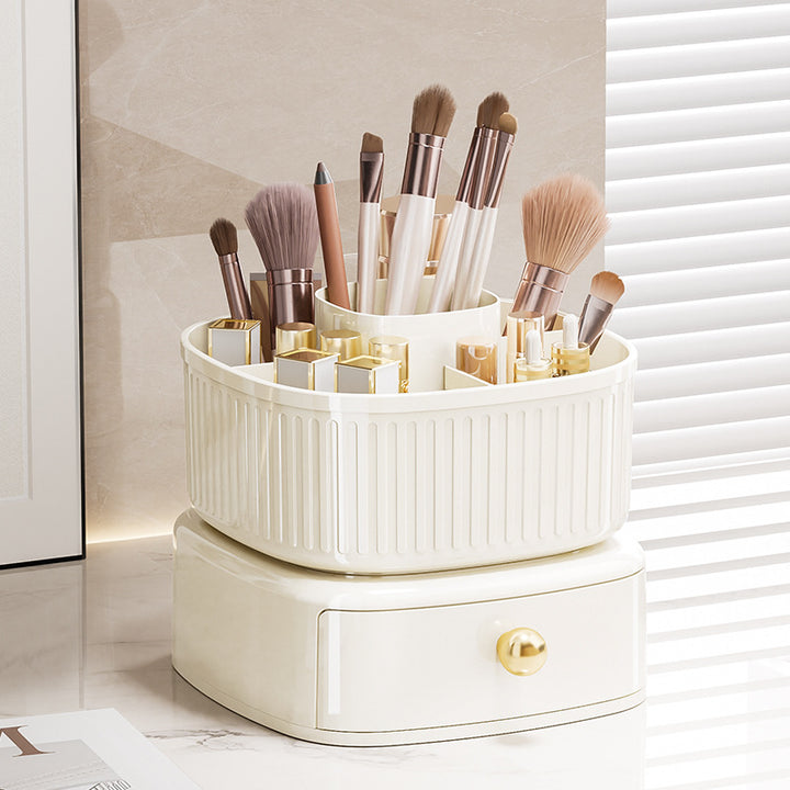 360 Rotating Makeup Brushes Holder with Drawers