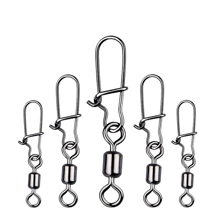 Pike Fishing Stainless Steel Swivel Connectors - 50PCS Non-Barb Pin Bearing Rolling Swivel Tackle