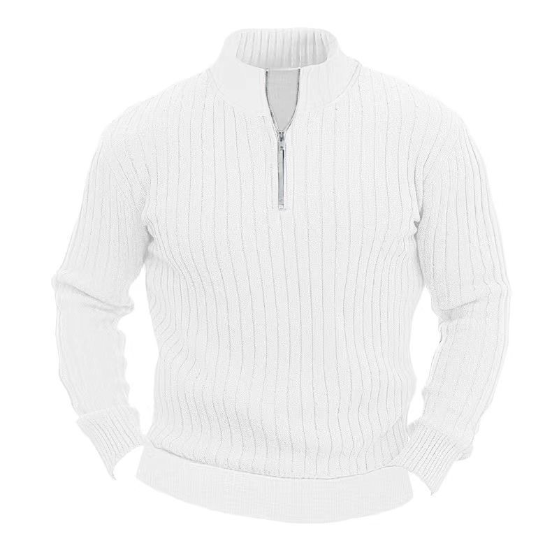 Leisure Pullover Men's Sweater Solid Color Stand Collar Long Sleeve