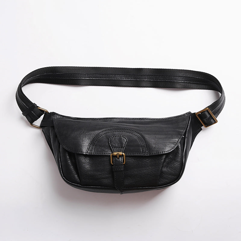 Genuine Leather Men's Chest Bag Single-shoulder Cross-body Waist Bag