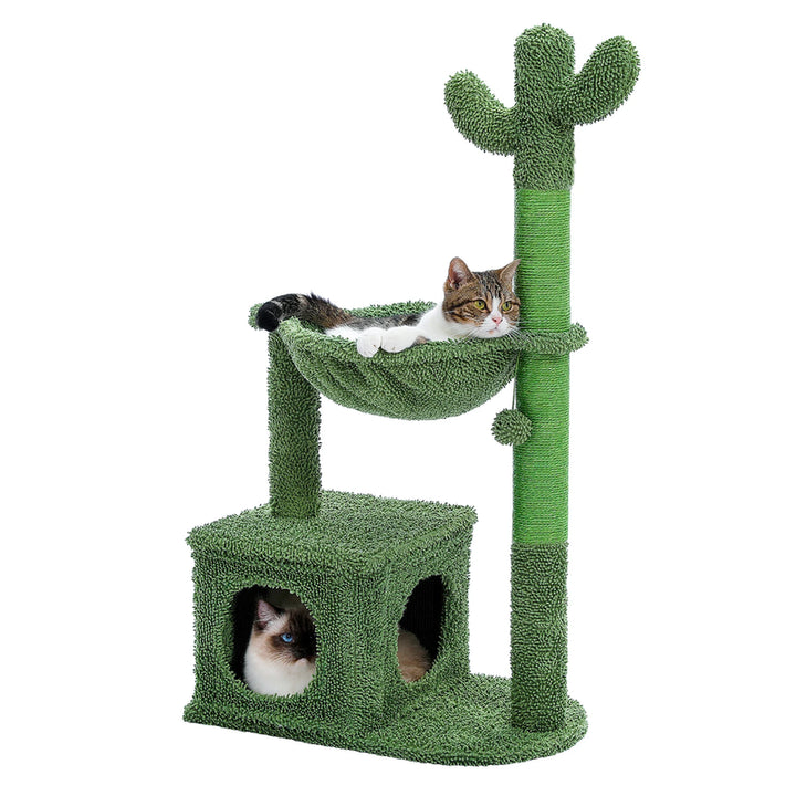 Cactus Cat Tree Condo with Hammock, Scratching Post, and Sisal Rope