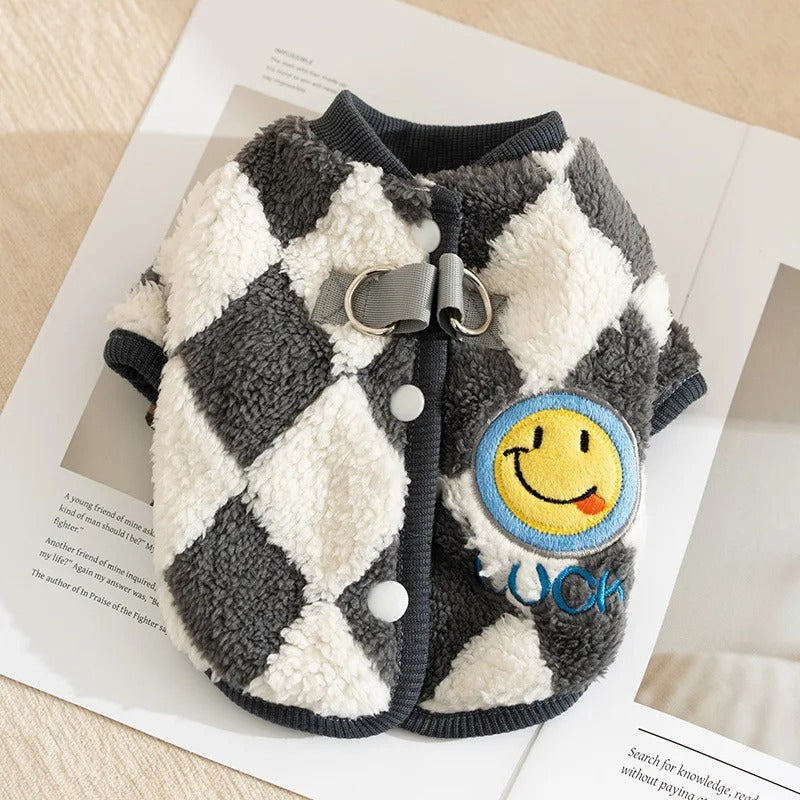 Checkered Fleece Coat for Small and Medium Dogs