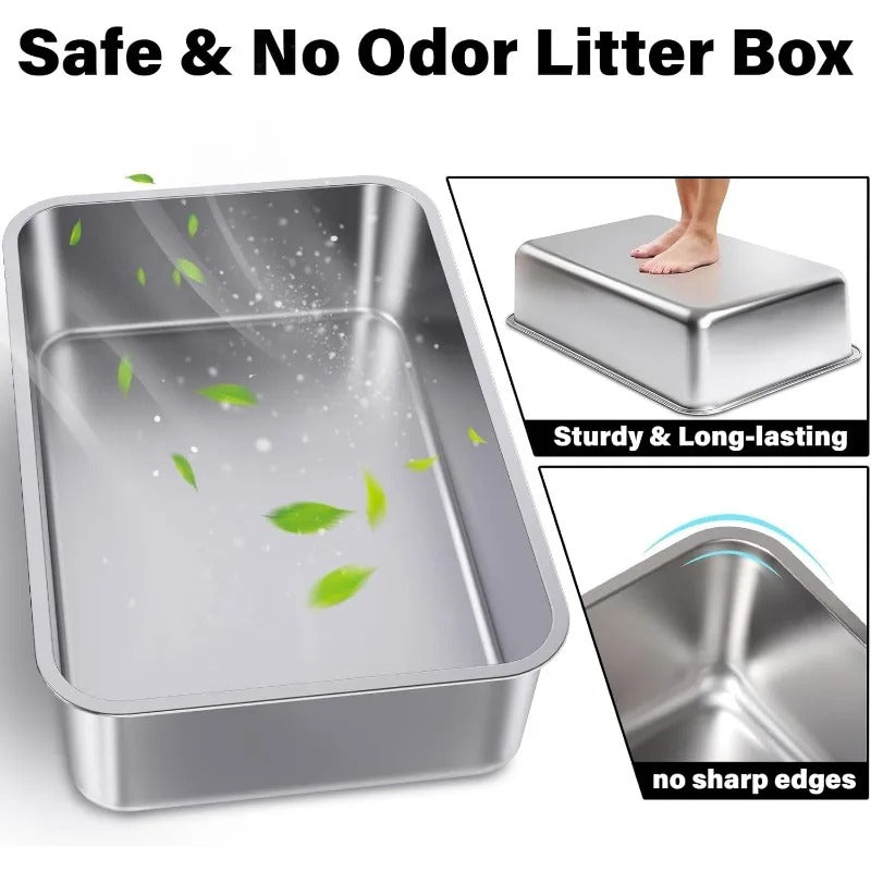 Stainless Steel Cat Litter Box 3-Pack