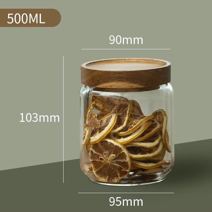 Wood Lid Glass Airtight Canisters