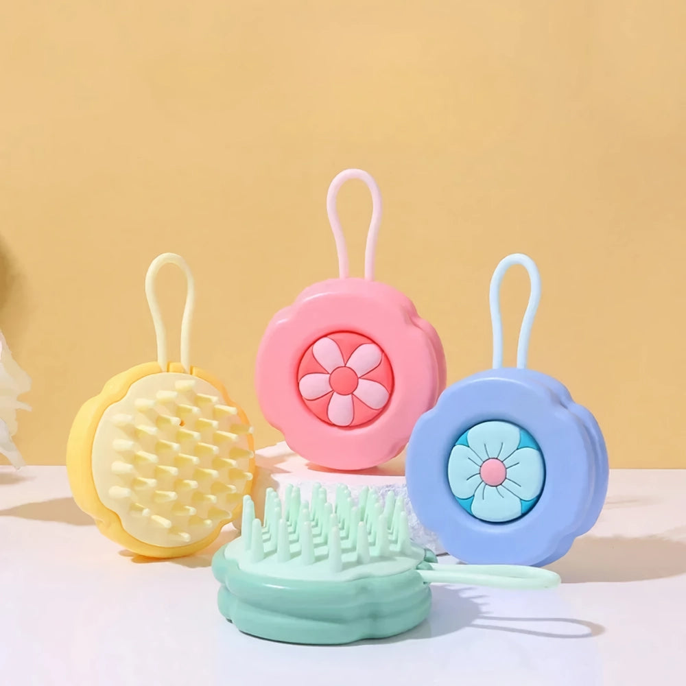 Flower Pattern Silicone Shampoo Brush for Scalp and Body Massage