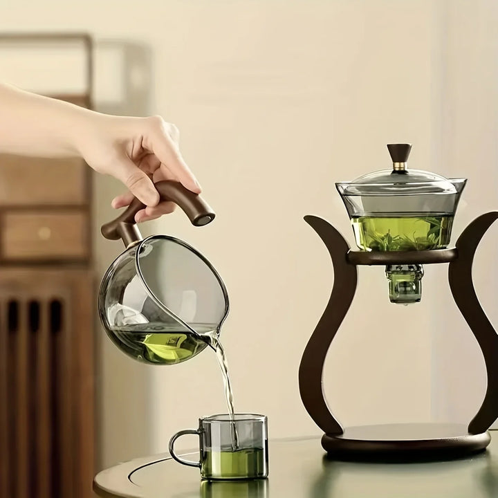 Lazy Kung Fu Glass Tea Set with Infuser and Magnetic Switch