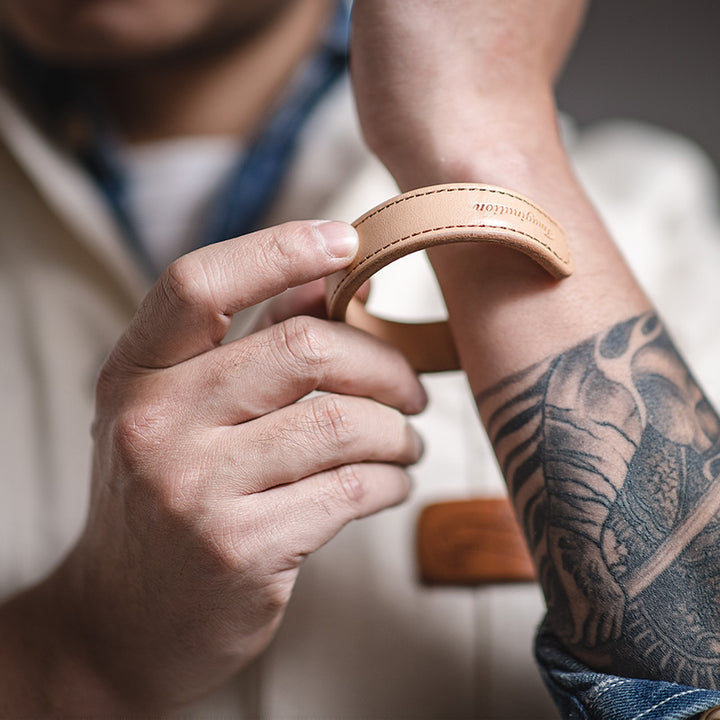 Handmade Leather Thunderbird Cuff Bracelet