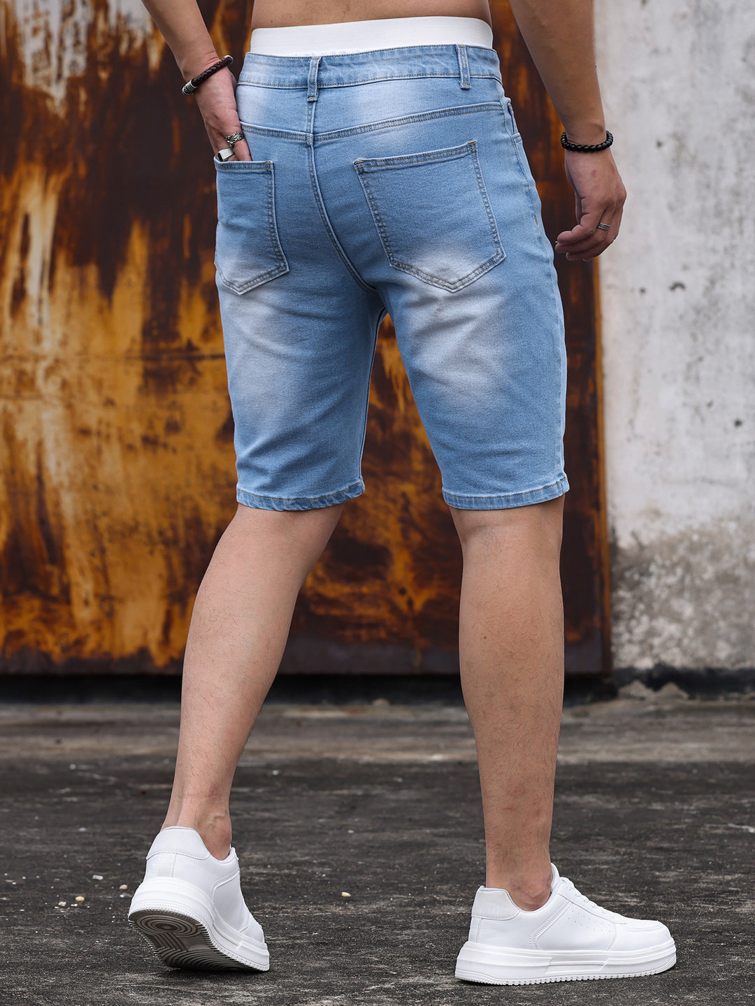 Men's Three-color Stretch Tight Denim Shorts