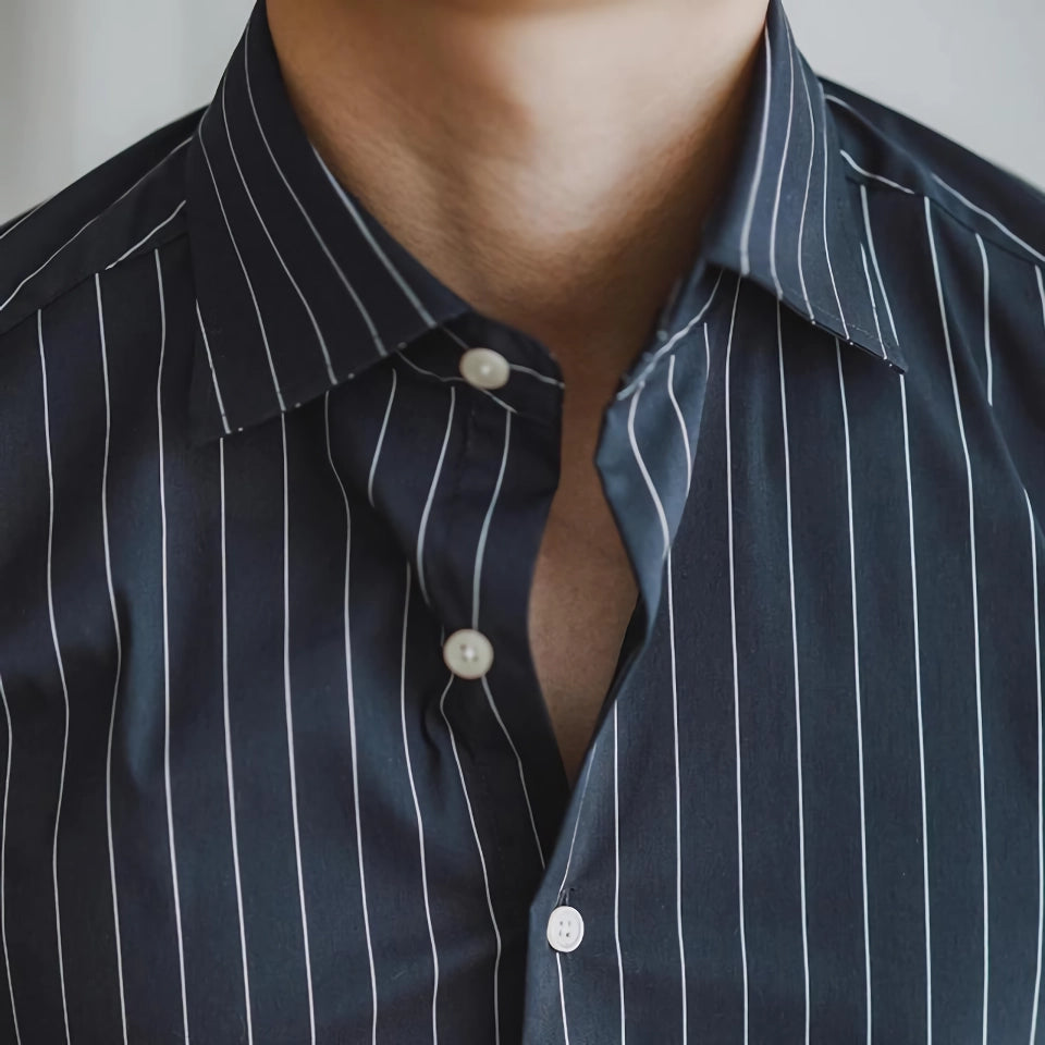 Versatile Non-Iron Blue Stripe Casual Business Shirt