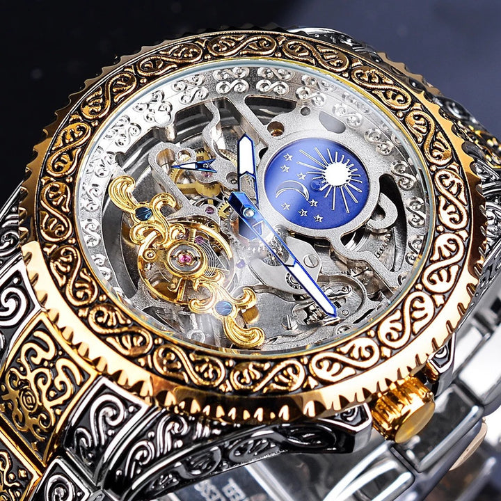 European And American Style Men's Fashion Hollow Retro Carved Automatic Mechanical Watch