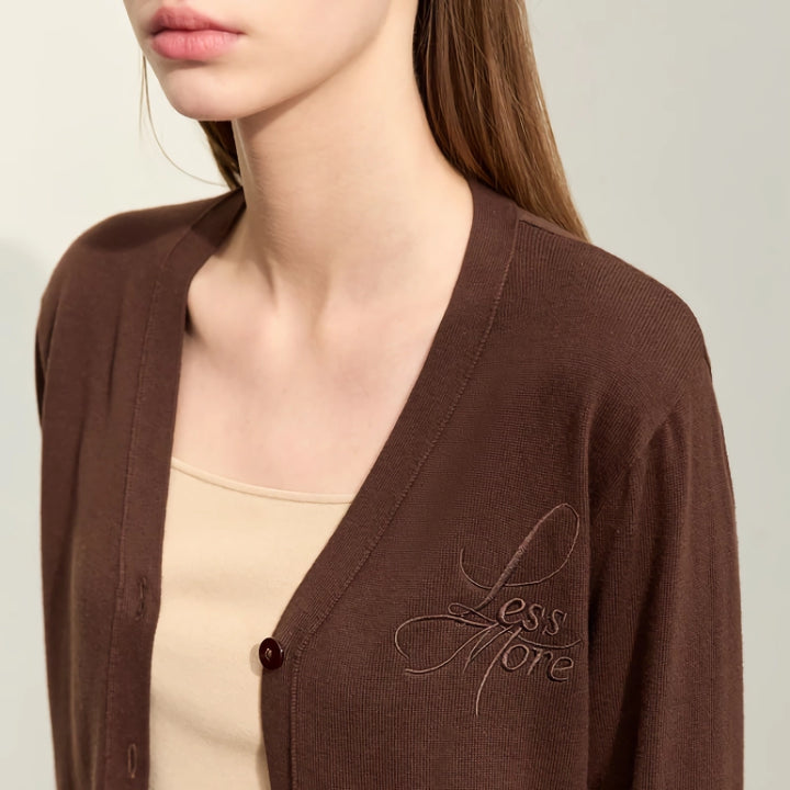 Autumn French V-Neck Embroidered Knit Cardigan